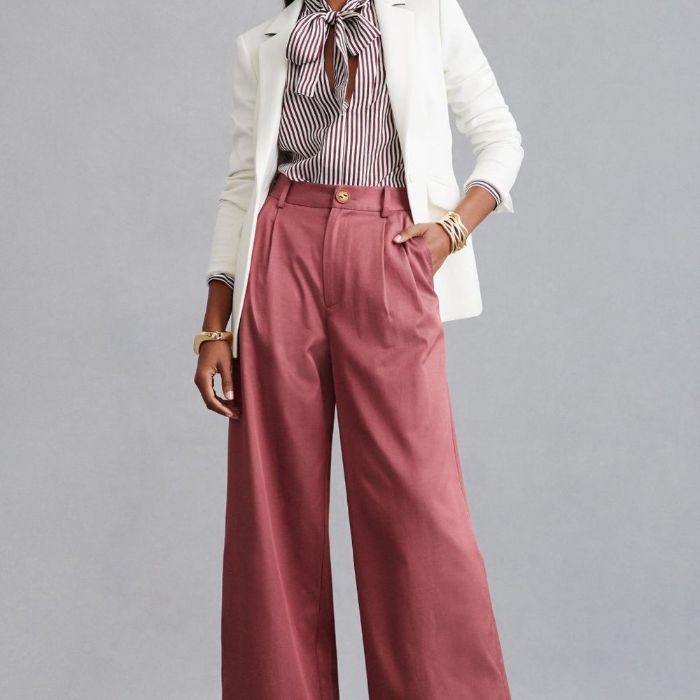 High-Rise Wide-Leg Pants in Rosewood
